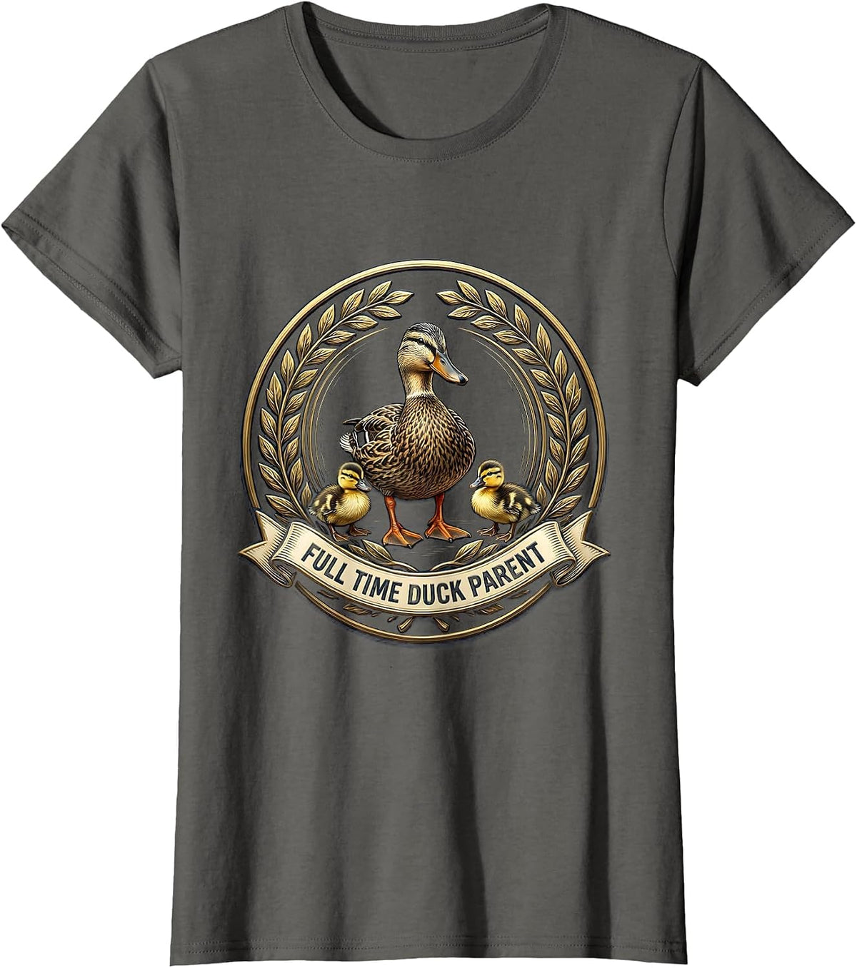 Women's Full Time Duck Parent Funny Duck Lover Design T-Shirt - Asphalt Grey