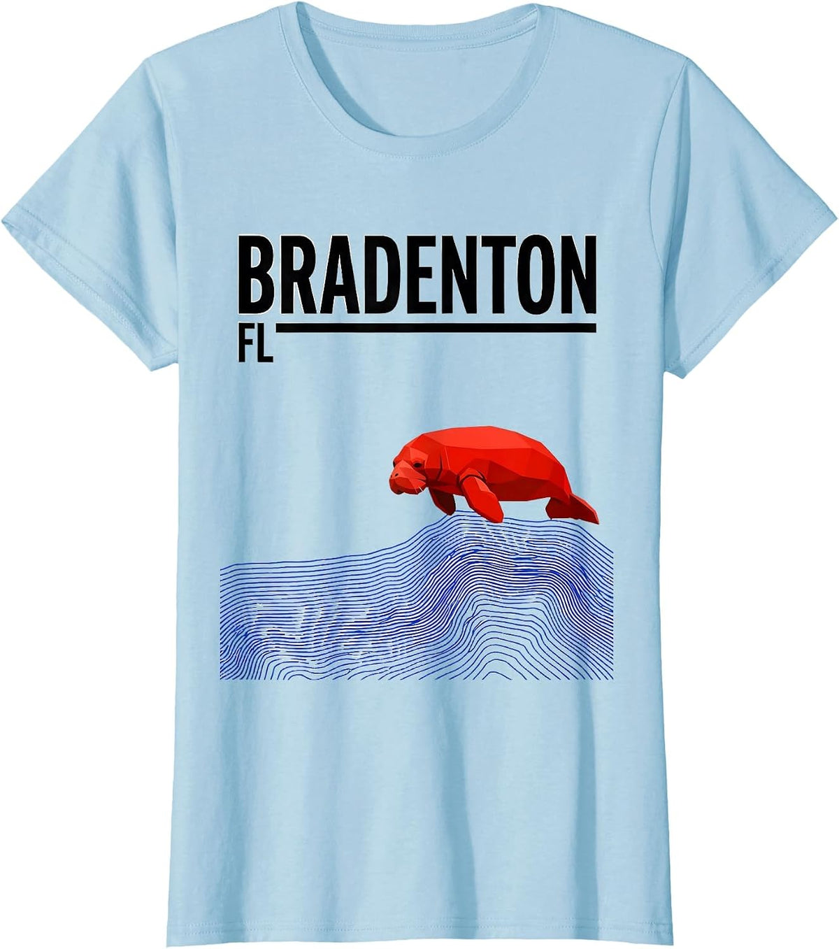 BRADENTON FL Vintage Swiss International Manatee River Retro T-Shirt - Baby Blue