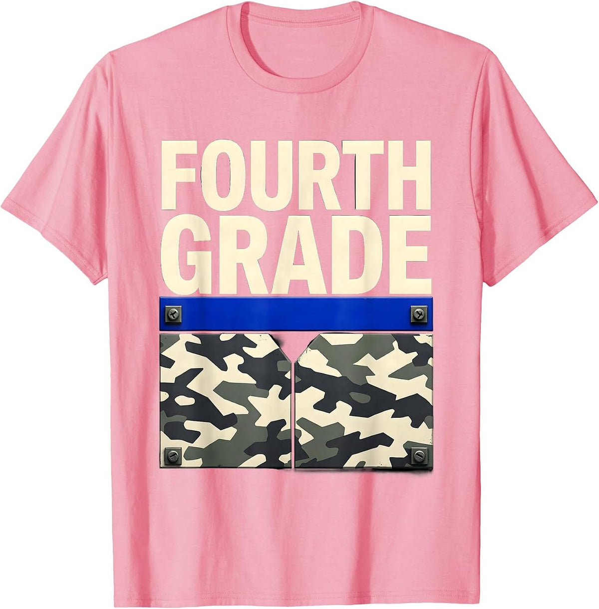 Men's Fourth Grade Brutalist Camo Back To School Boys Teacher T-Shirt - Pink