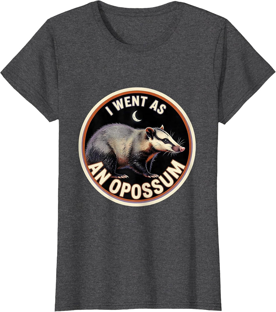 Women's I Went As An Opossum Funny Moon Animal Halloween Costume T-Shirt - Dark Heather Grey