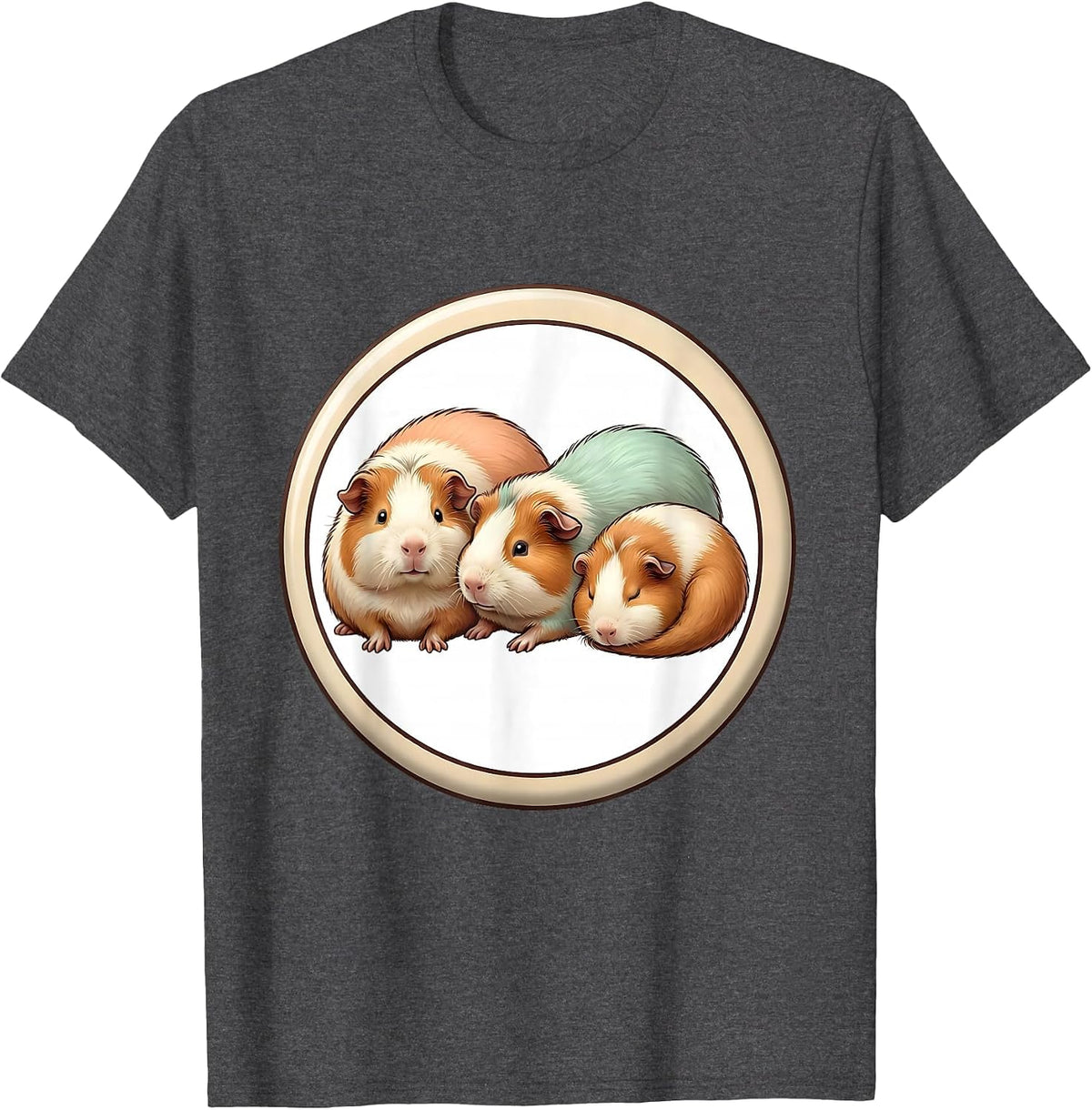 Men's Sealed Guinea Pig Badge Cute Kawaii Pet Lover Gift T-Shirt - Dark Heather Grey