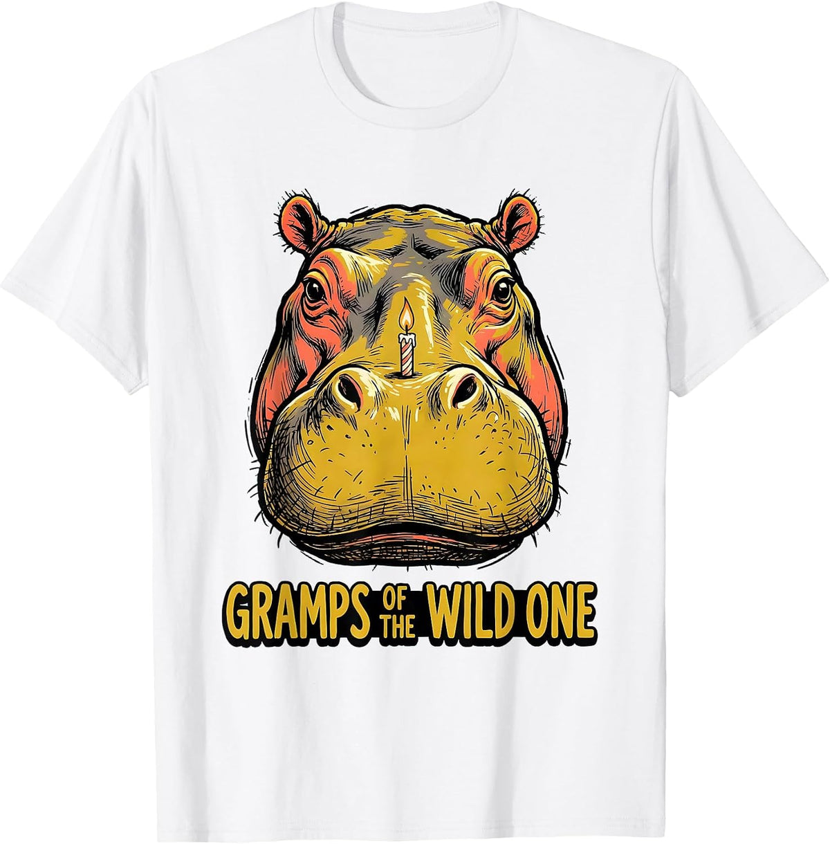 Men's Gramps Of The Wild One Playful Safari Zoo Animal Birthday T-Shirt - White