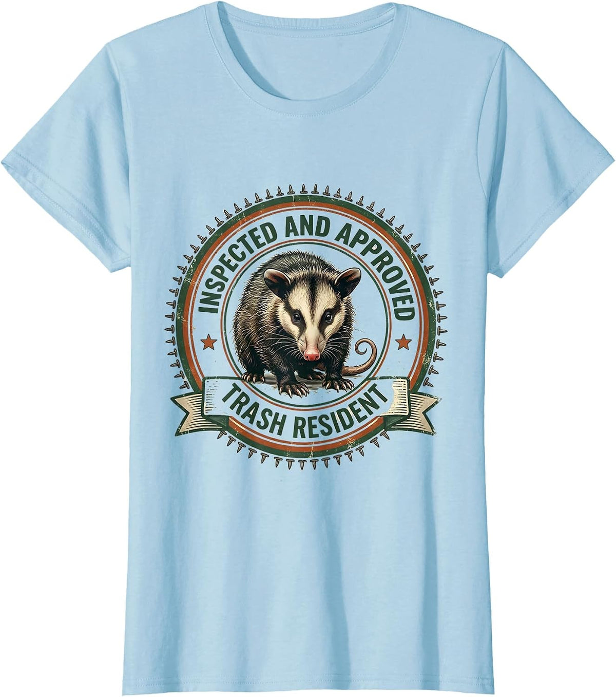 Women's Inspected And Approved Trash Resident Vintage Opossum Meme T-Shirt - Baby Blue