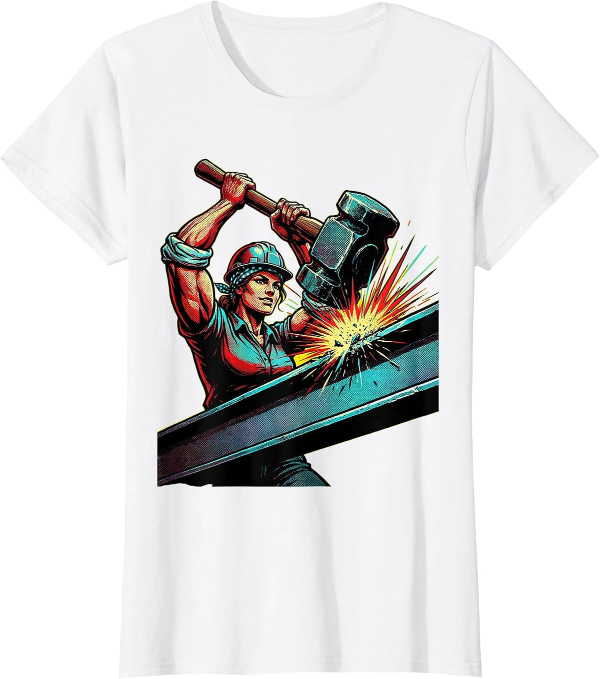 Rosie the Riveter Steel Beam Strength Graphic T-Shirt - White