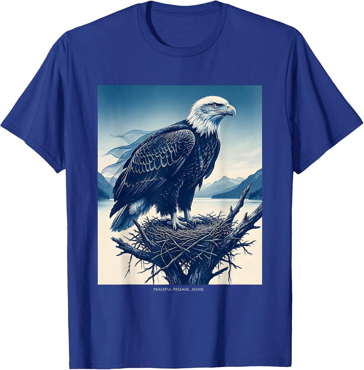 Men's Peaceful Passage Jackie Vintage Eagle Memorial Tribute T-Shirt - Royal Blue