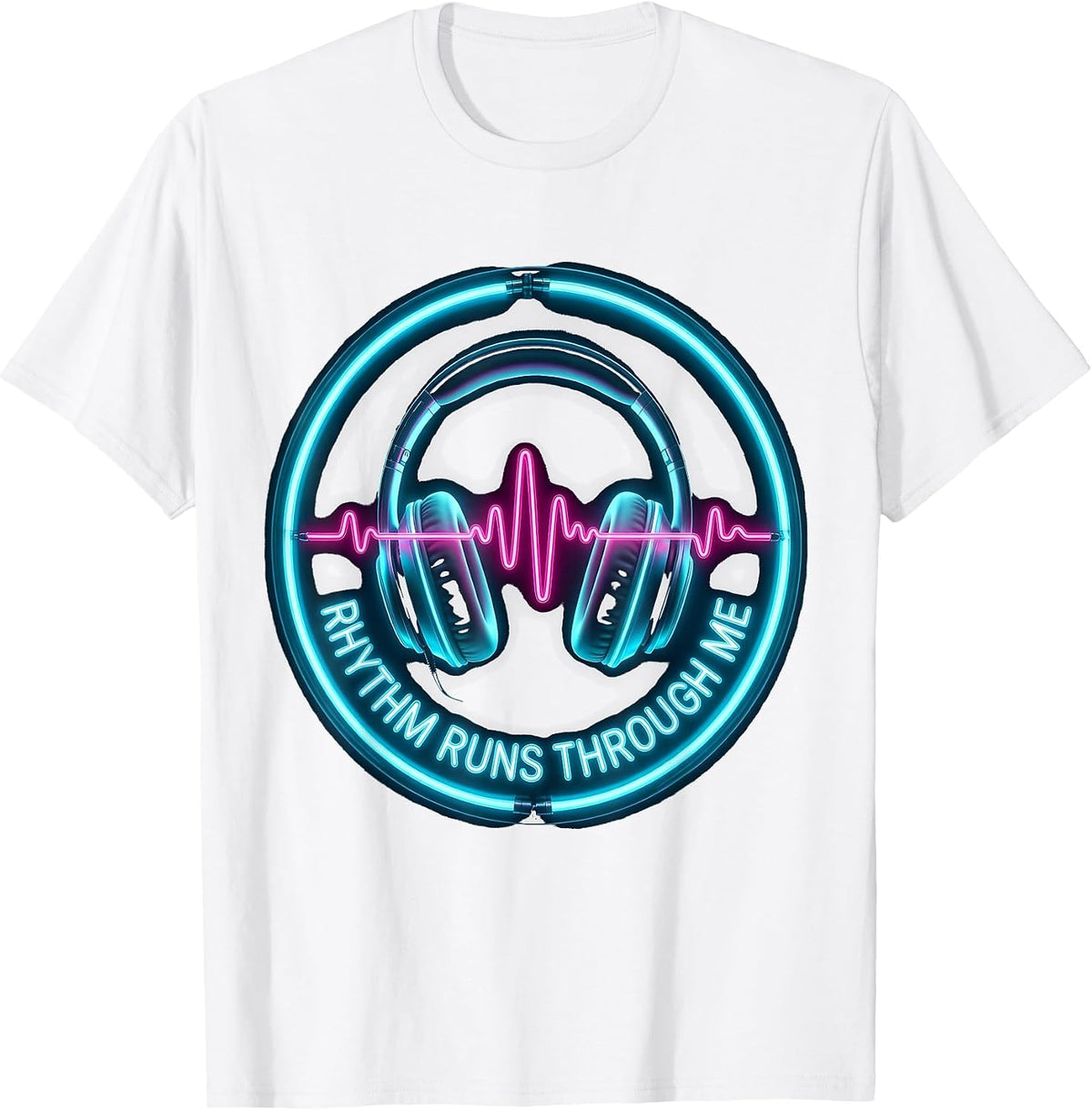 Rhythm Runs Through Me Hip Hop Music Design T-Shirt - White