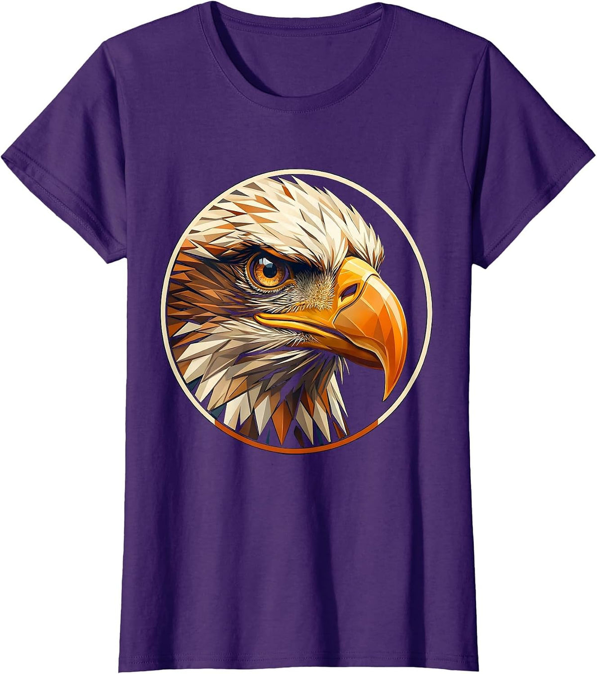 Women's Eagle Eye Close Up Piercing Gaze Wildlife Art T-Shirt - Purple