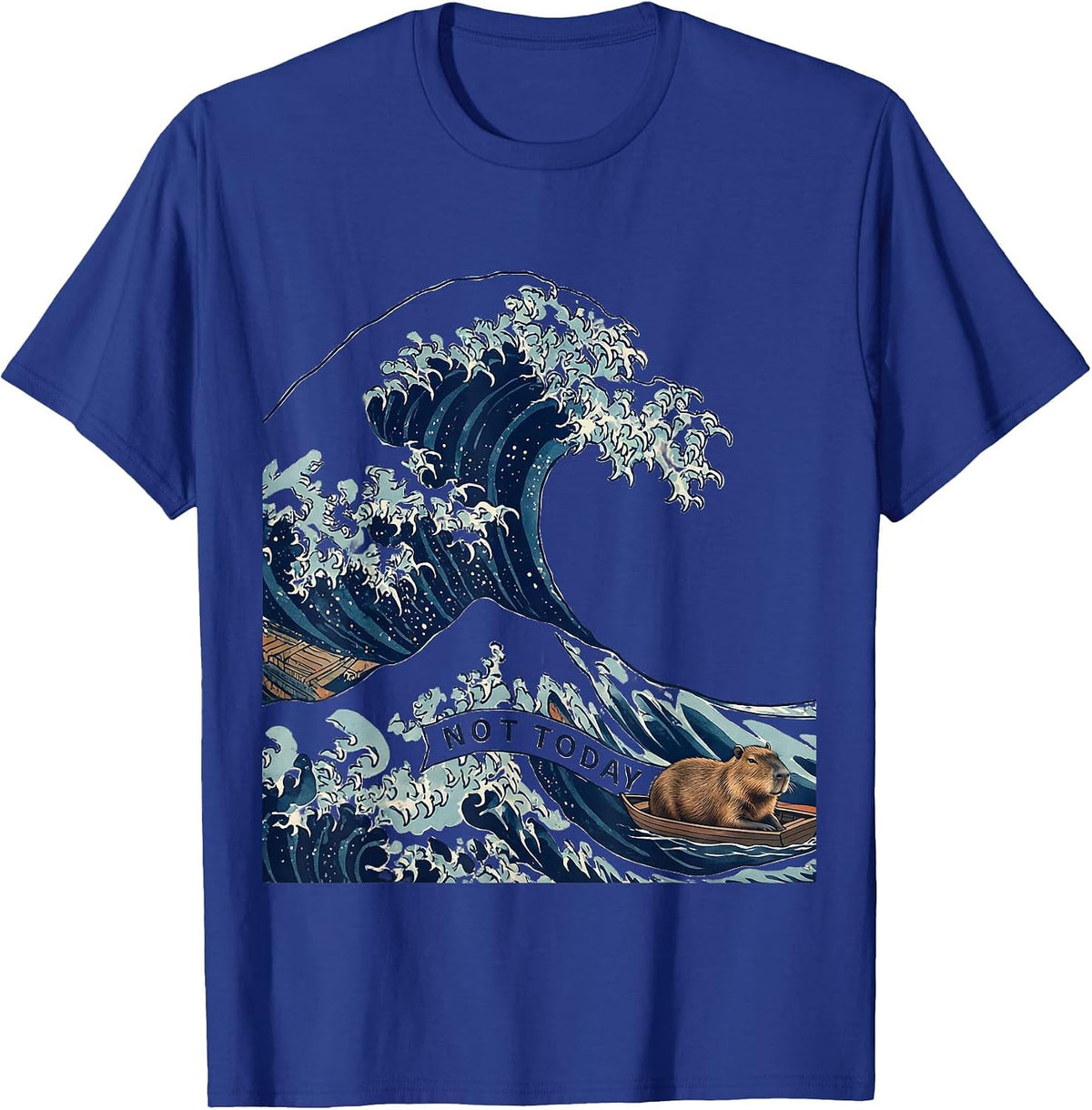 Men's Not Today Ukiyo-e Capybara Japanese Art Meme Humor T-Shirt - Royal Blue