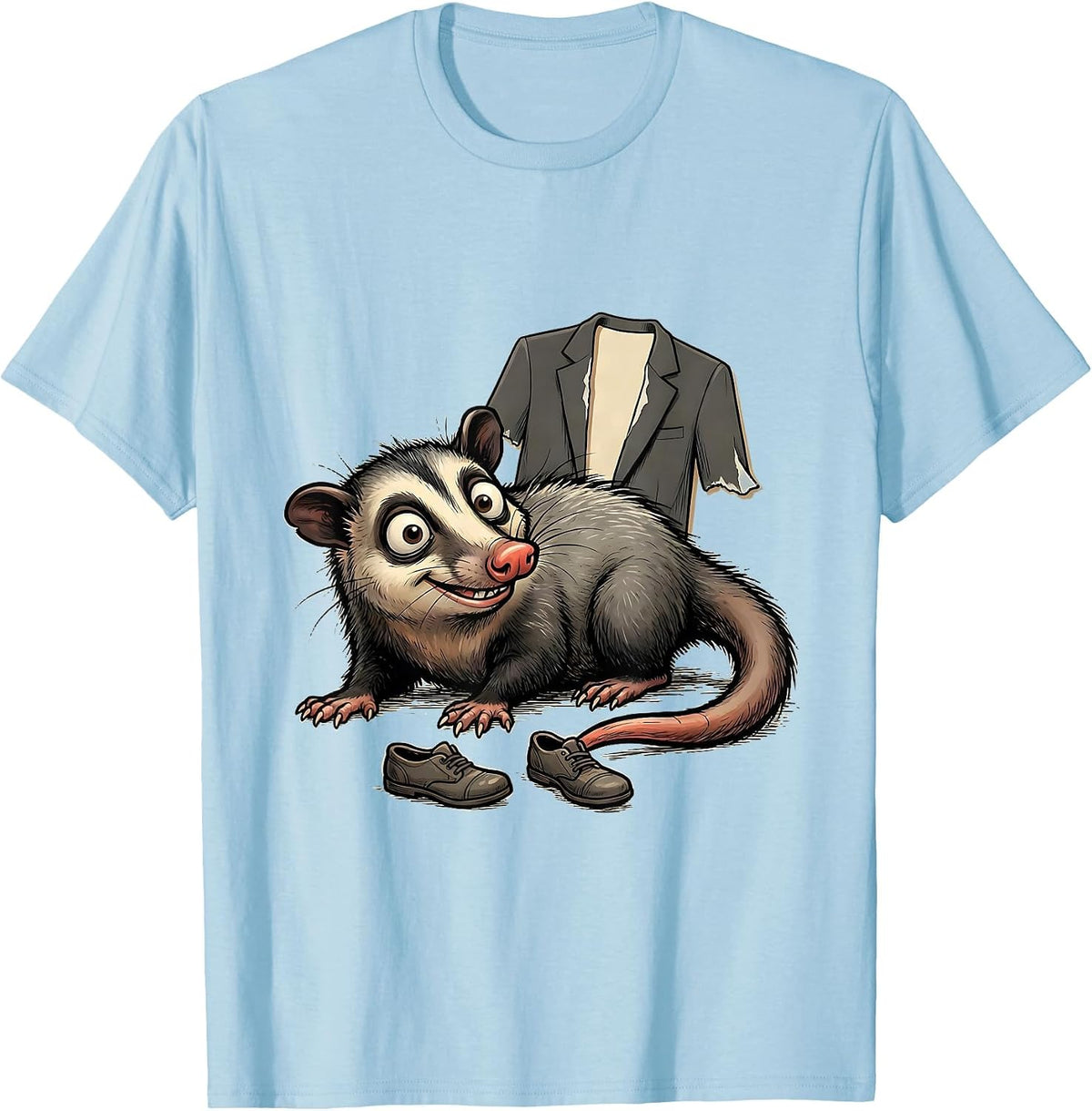 Men's Cartoon Opossum Human Costume Funny Halloween Animal T-Shirt - Baby Blue