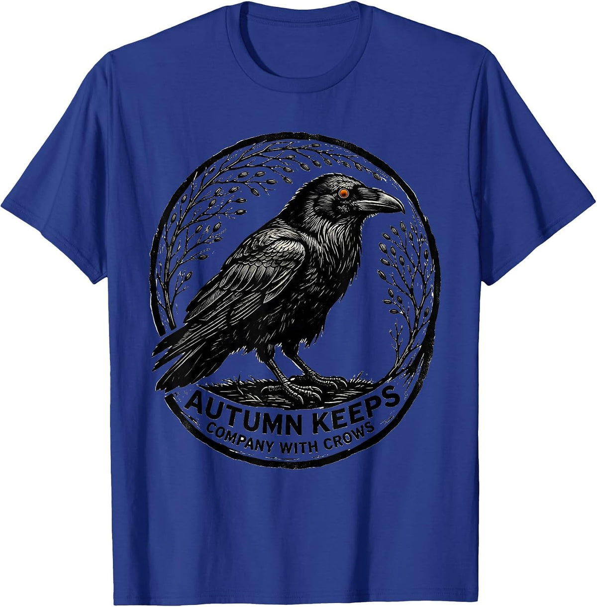 Autumn Keeps Company With Crows Gothic Nature Bird Lover T-Shirt - Royal Blue