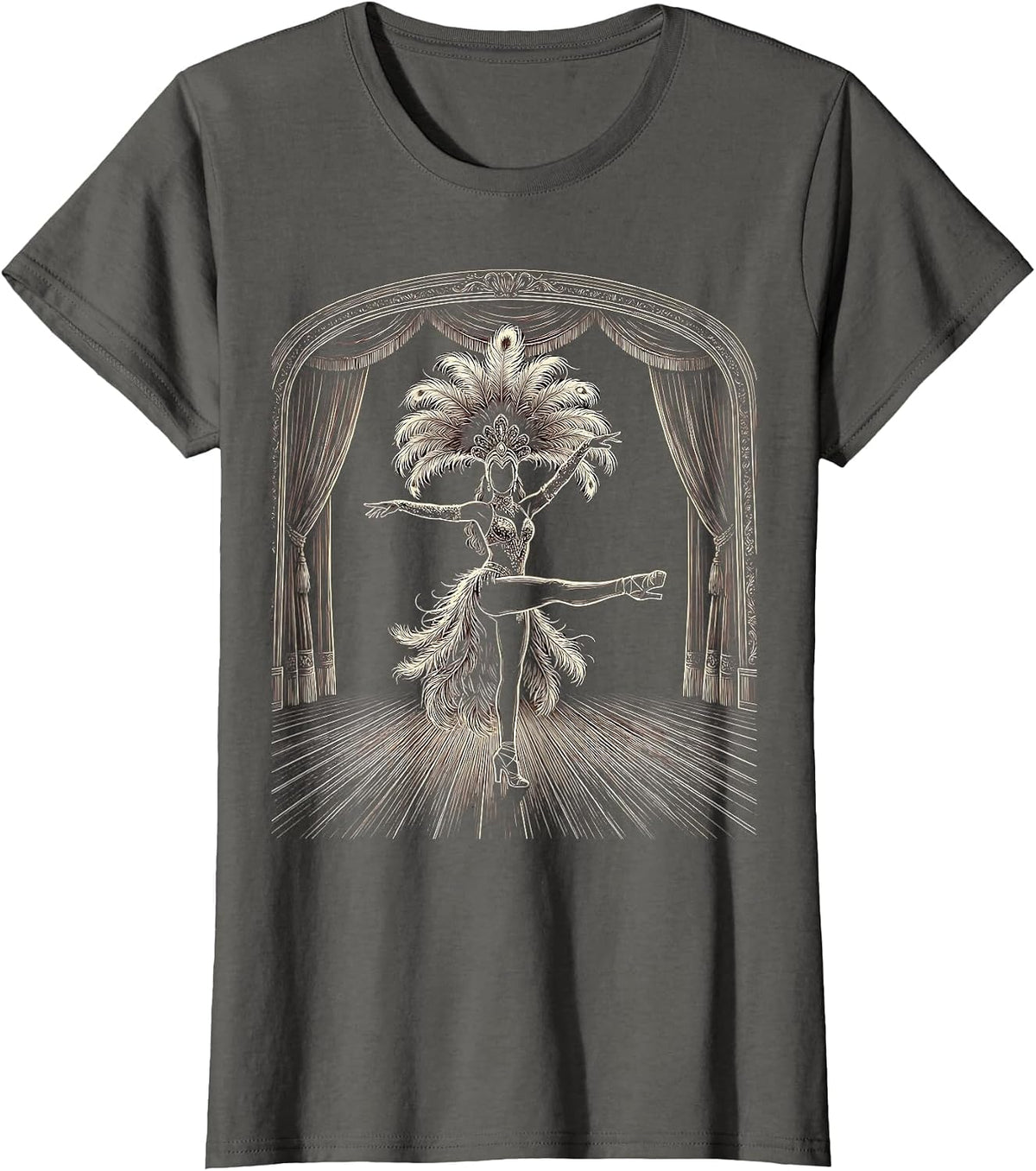 Women's Lone Dancer on Stage Showgirl Life Graphic T-Shirt - Asphalt Grey