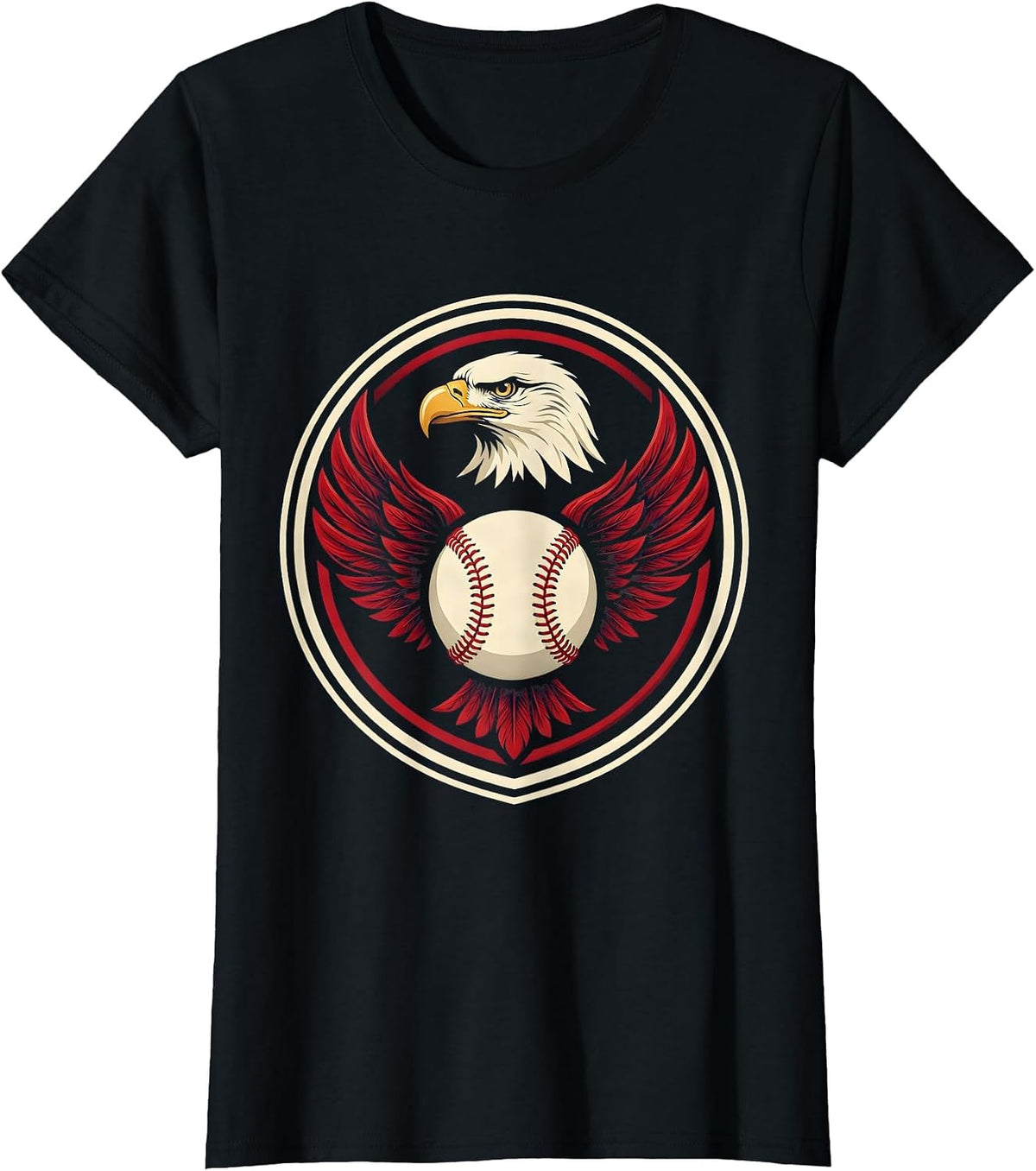 Baseball Stitching Unraveling Into Eagle Wings T-Shirt - Black