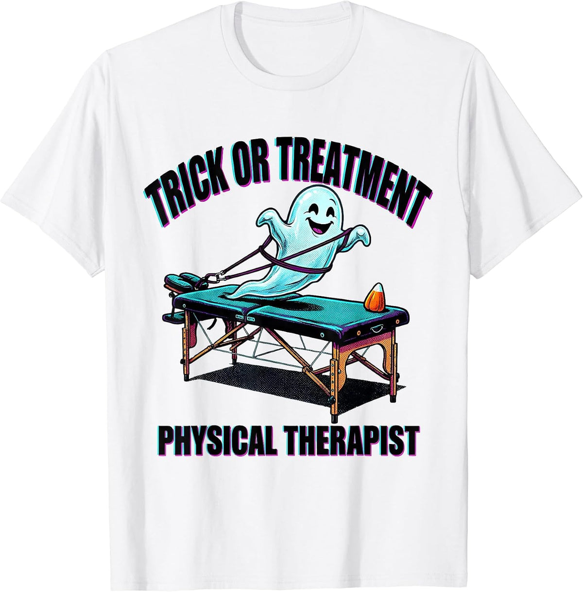 Men's Trick Or Treatment Physical Therapist Halloween Pop Art T-Shirt - White