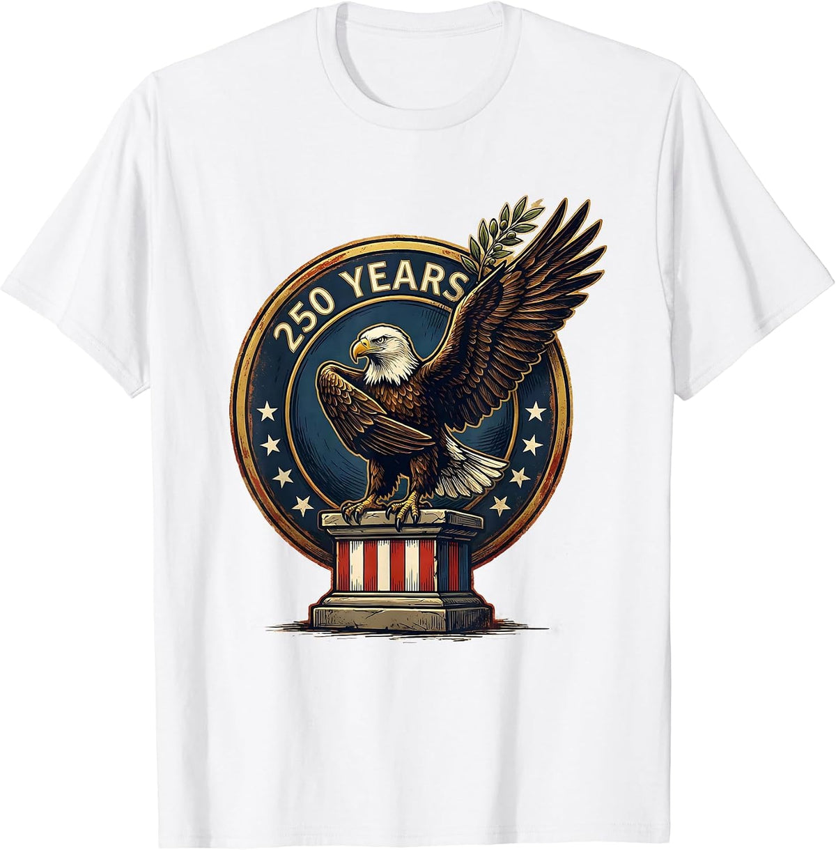 Men's 250 Years Patriotic Eagle Flag 250th Anniversary 4th of July T-Shirt - White