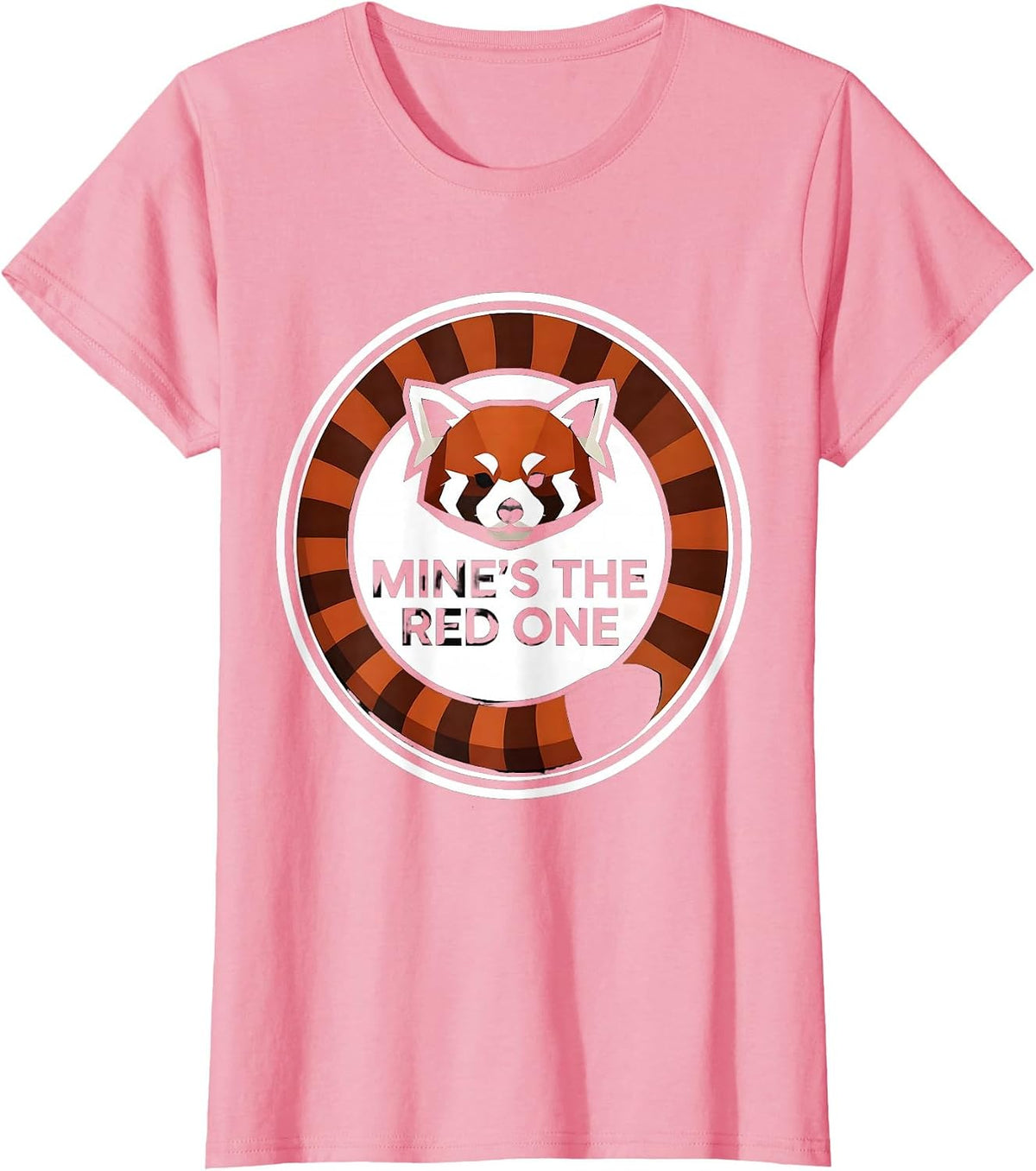 Women's Mine's The Red One Geometric Panda Lover Funny Cute Humor T-Shirt - Pink