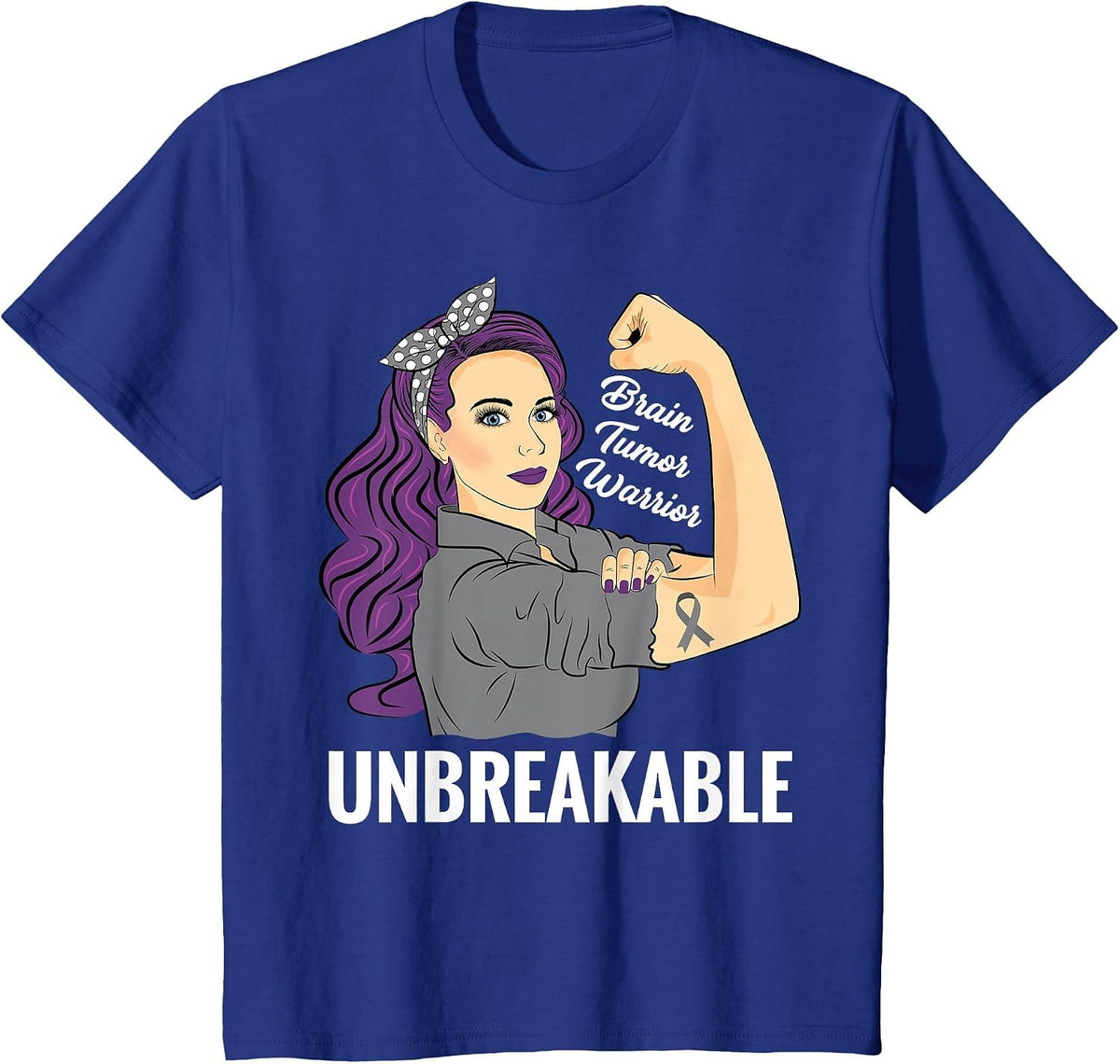 Brain Tumor Awareness Warrior Unbreakable Survivor Shirt T-Shirt - Royal Blue