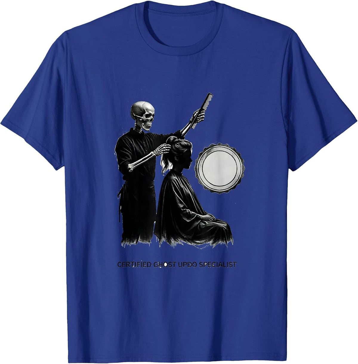 Men's Certified Ghost Updo Specialist Minimalist Skeleton T-Shirt - Royal Blue