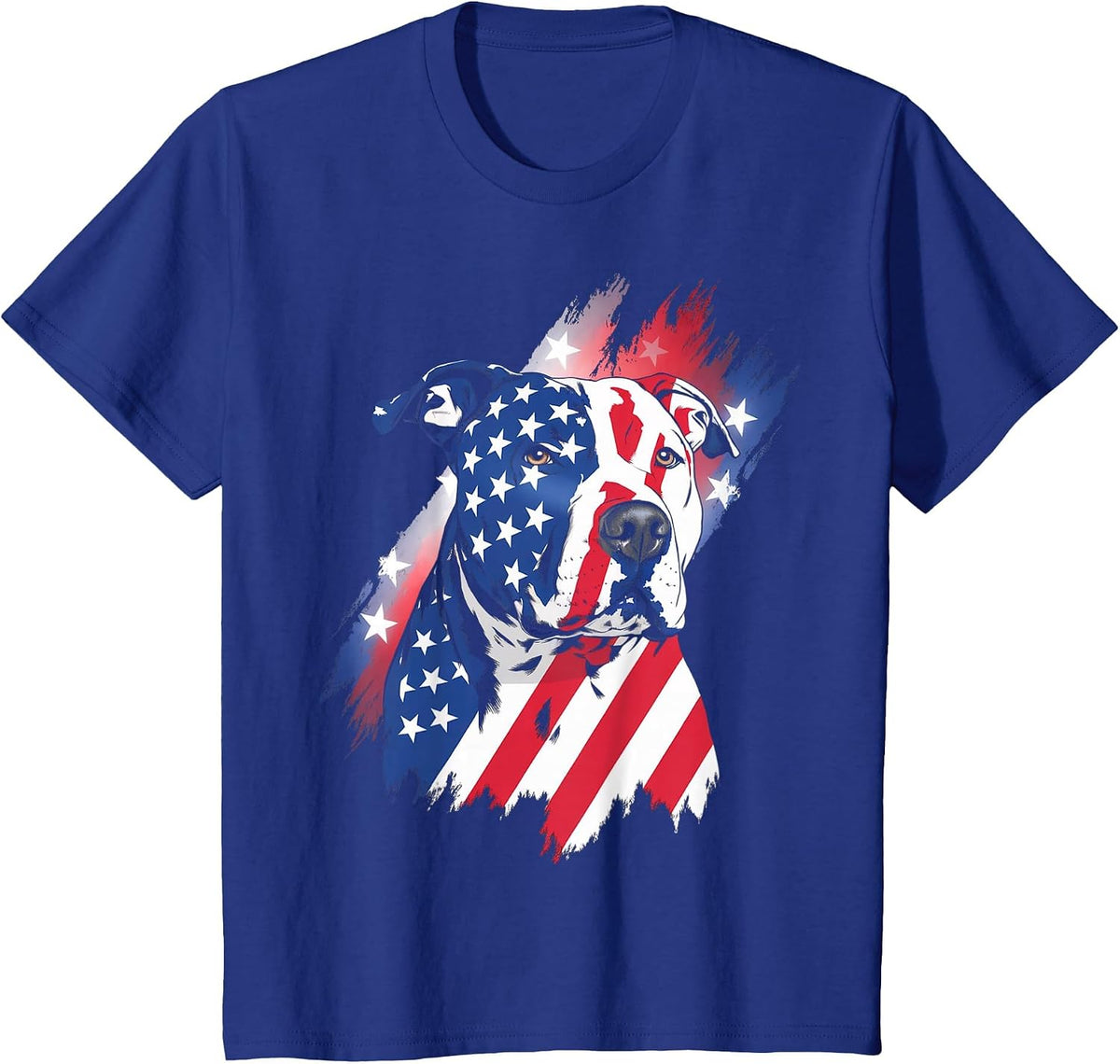 4th of July American Flag Patriotic Pitbull Terrier T-Shirt - Royal Blue