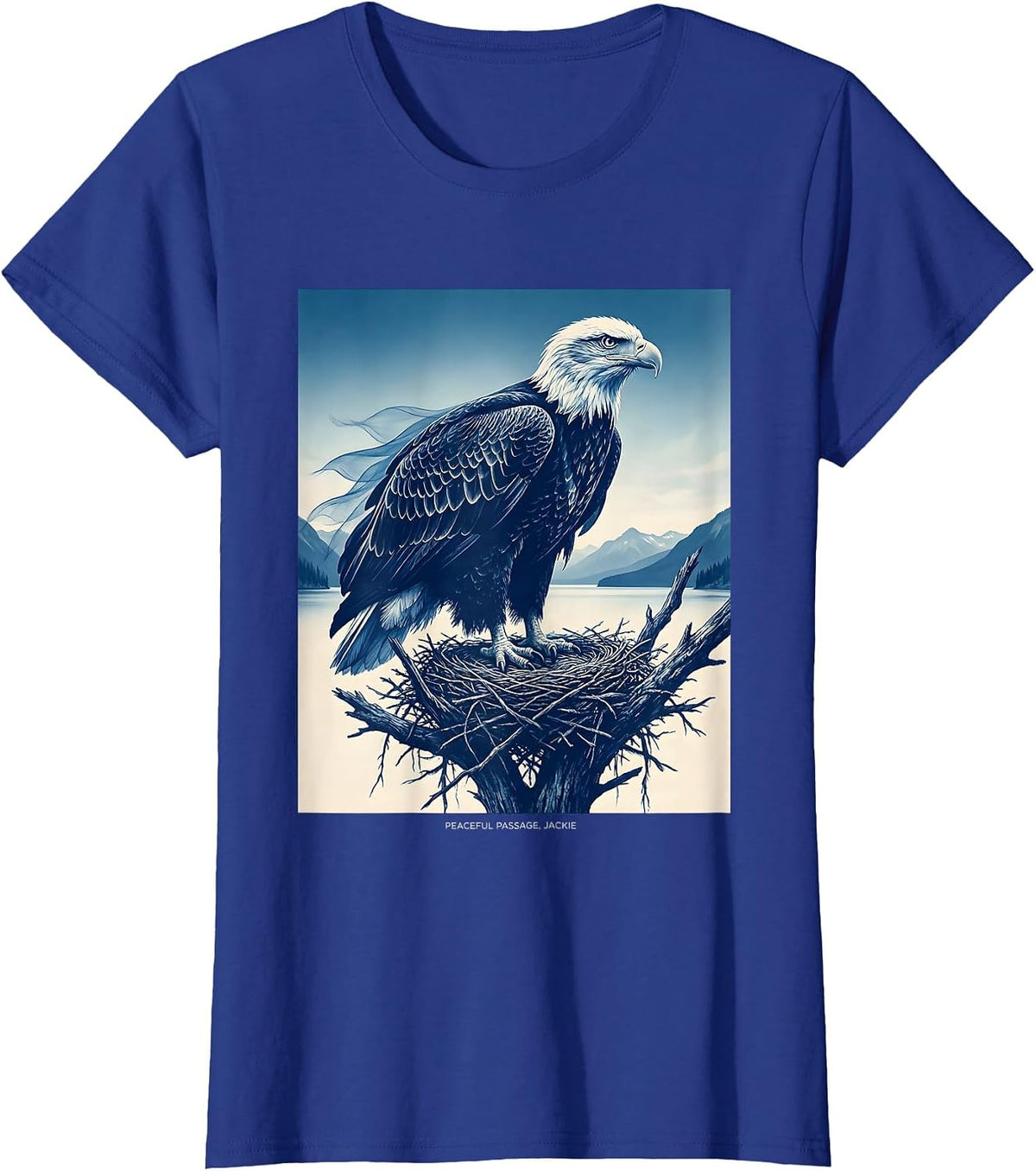 Women's Peaceful Passage Jackie Vintage Eagle Memorial Tribute T-Shirt - Royal Blue