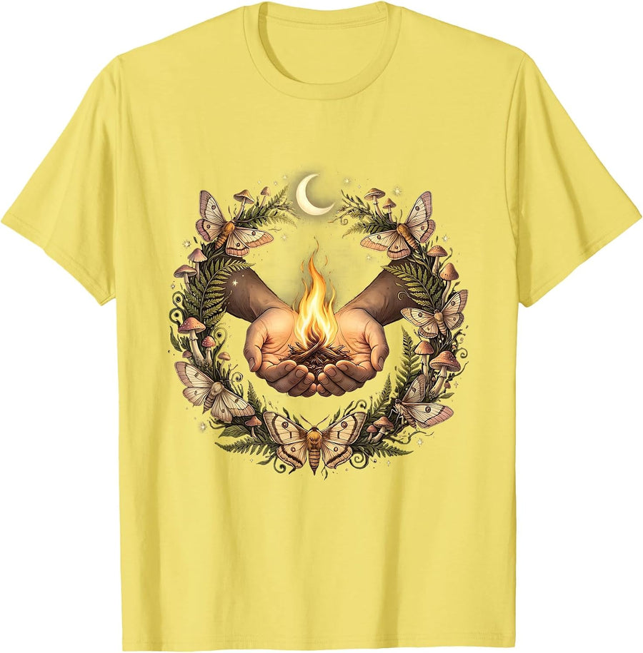 Men's Suicide Awareness Hand Holding Lit Match Dark Cave T-Shirt - Lemon Yellow