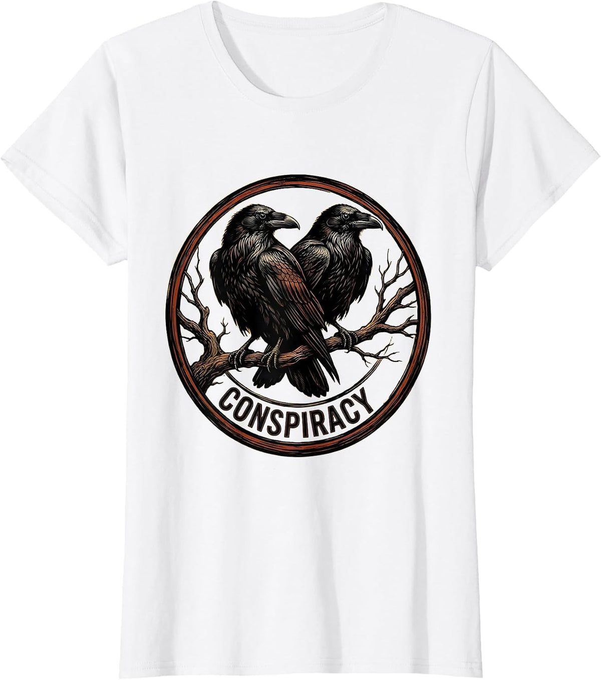 Conspiracy Funny Crow Lover Literary Humor Gothic T-Shirt - White