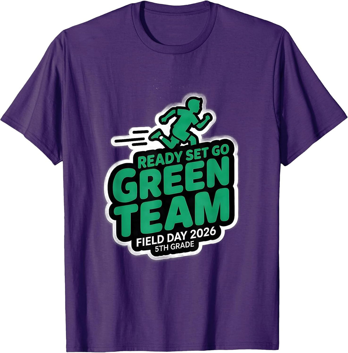GREEN TEAM READY SET GO FIELD DAY 2026 5TH GRADE Kids T-Shirt - Purple