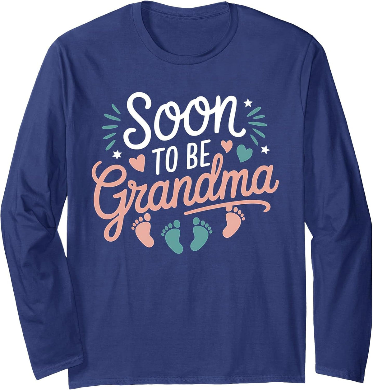Soon to be Grandma Retro Vintage Mothers Day for New Grandma Long Sleeve T-Shirt - Adult Unisex Navy Blue
