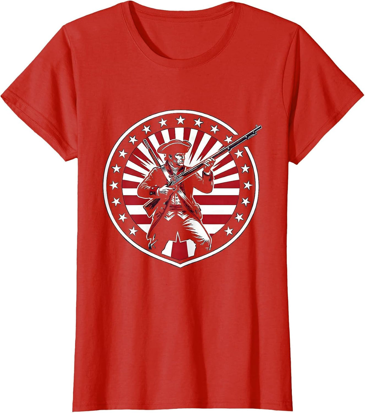 1776 Minuteman Loading Flintlock Rifle Graphic T-Shirt - Red