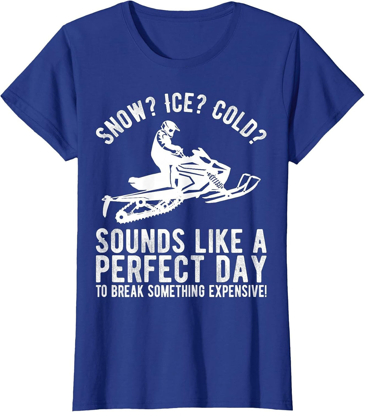 Perfect Day Break Something Expensive Funny Snowmobile T-Shirt - Royal Blue
