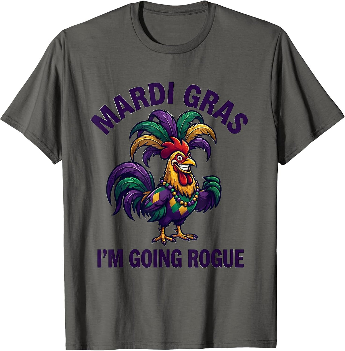 Men's Mardi Gras, I’m Going Rogue Funny Carnival Costume Party T-Shirt - Asphalt Grey