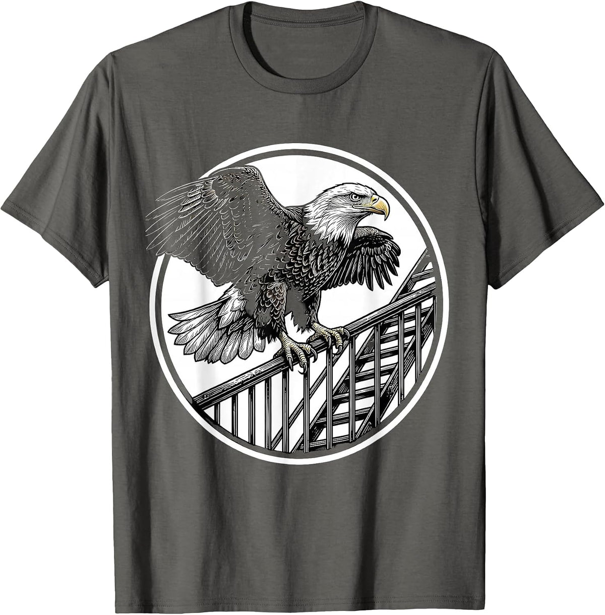 NYC Eagle on Fire Escape Graphic Tee T-Shirt - Asphalt Grey