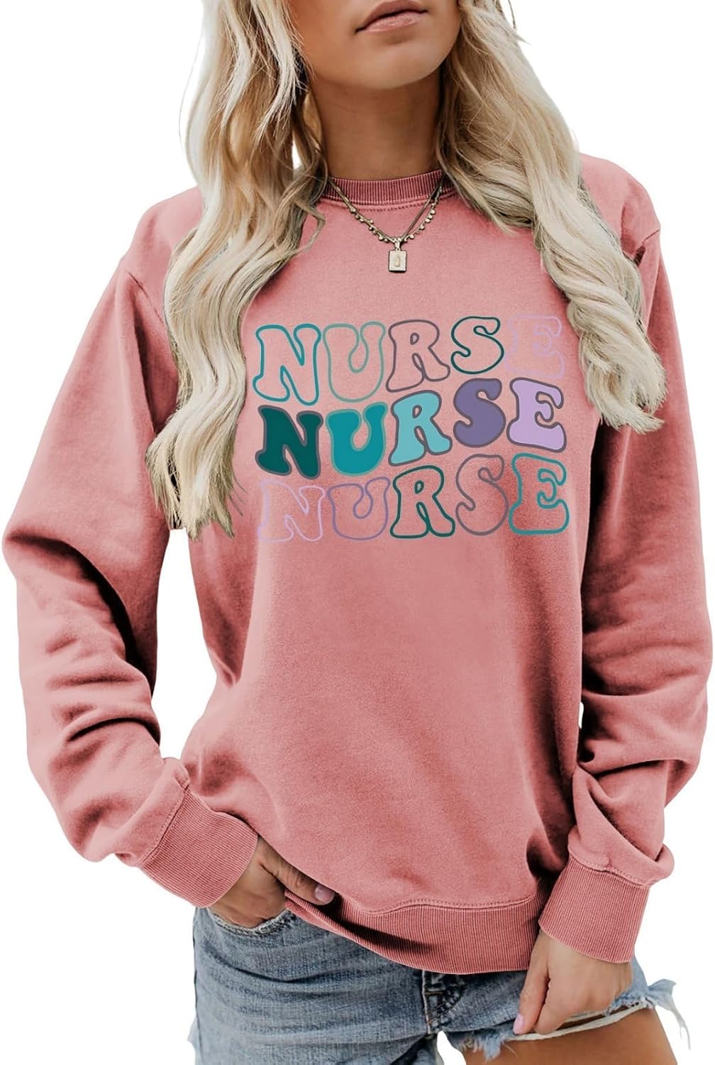 Nurse Sweatshirt Nursing School Sweater Registered Nurse Shirts Women Crewneck Long Sleeve Nurse Life Pullover Tops - 15