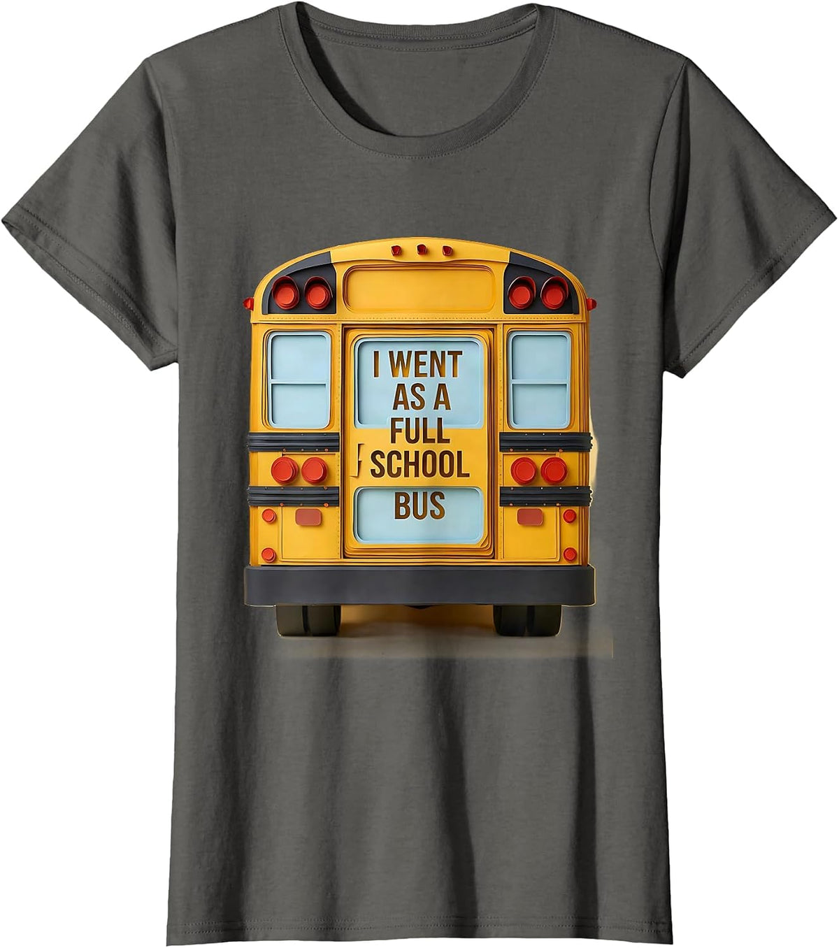 Women's I Went As A Full School Bus Funny Halloween Costume Bus T-Shirt - Asphalt Grey