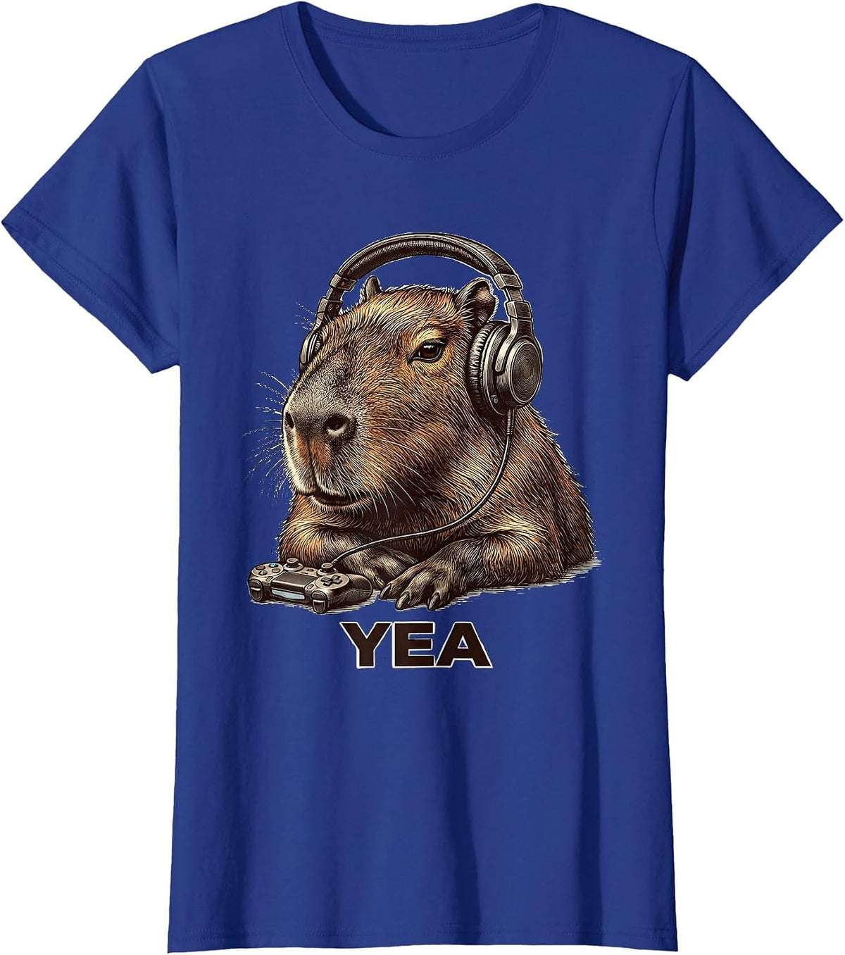 Women's Yea Funny Capybara Gamer Meme Humor Teen Gift T-Shirt - Royal Blue