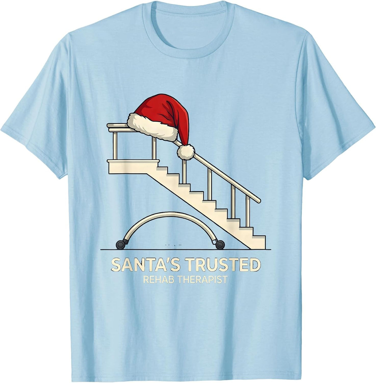 Men's Santa's Trusted Rehab Therapist Funny Physical Therapy T-Shirt - Baby Blue