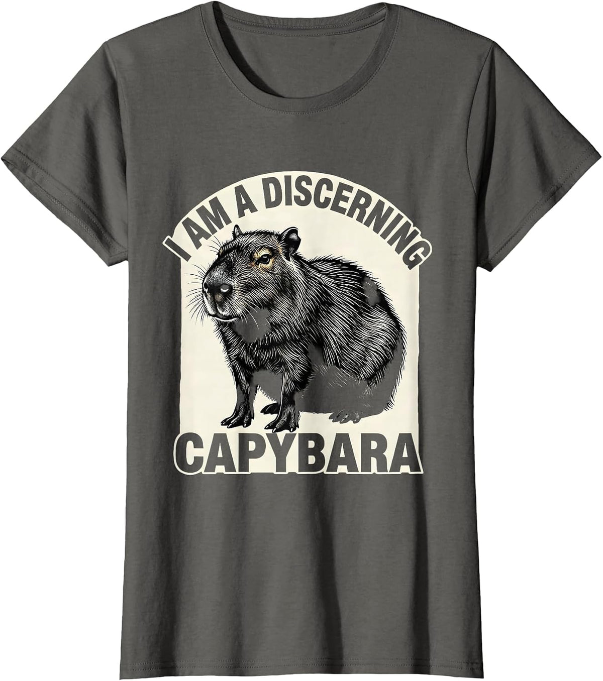 Women's I Am A Discerning Capybara Funny Animal Lover Sarcastic T-Shirt - Asphalt Grey