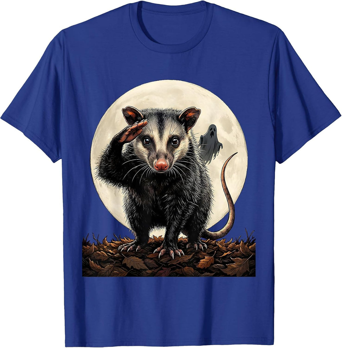 Dignified Opossum Moon Halloween Gothic Fantasy Novelty T-Shirt - Royal Blue