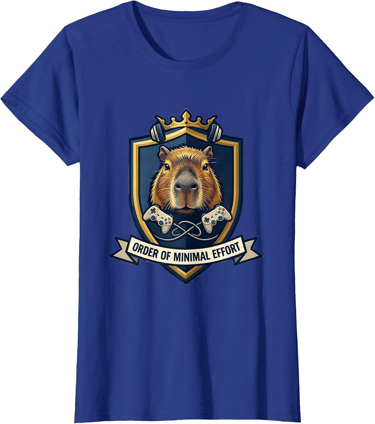 Women's Order of Minimal Effort Funny Capybara Gamer Meme Humor T-Shirt - Royal Blue