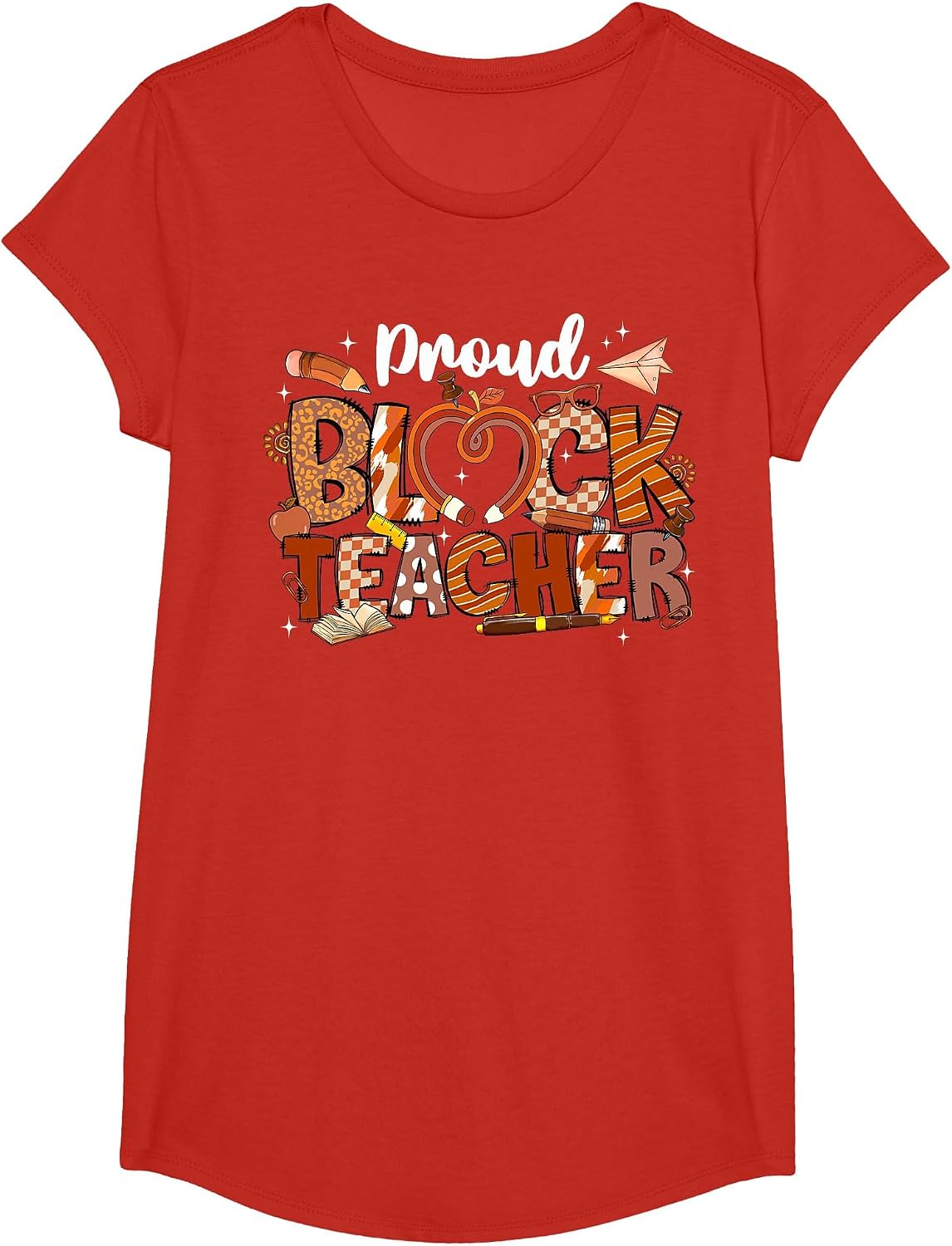Proud Black Teacher Black History Month Juneteenth Men Women T-Shirt - Girls Red