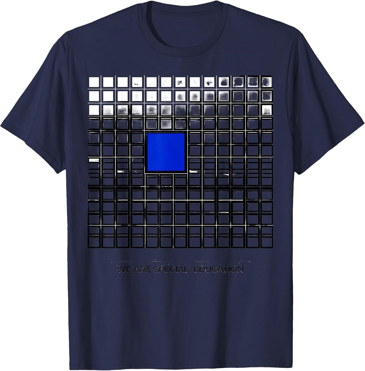 We Are Special Education Geometric Teacher Awareness Gift T-Shirt - Navy Blue