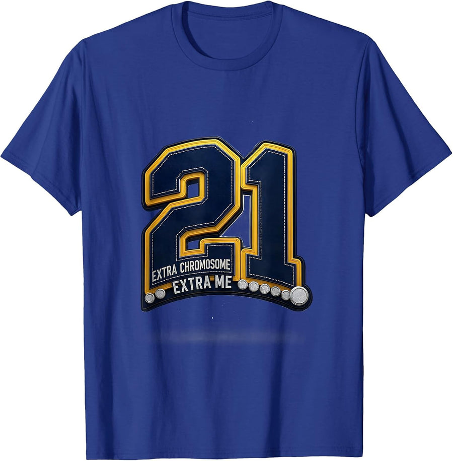 Extra Chromosome Extra Me Sparkle Varsity Down Syndrome T-Shirt - Royal Blue
