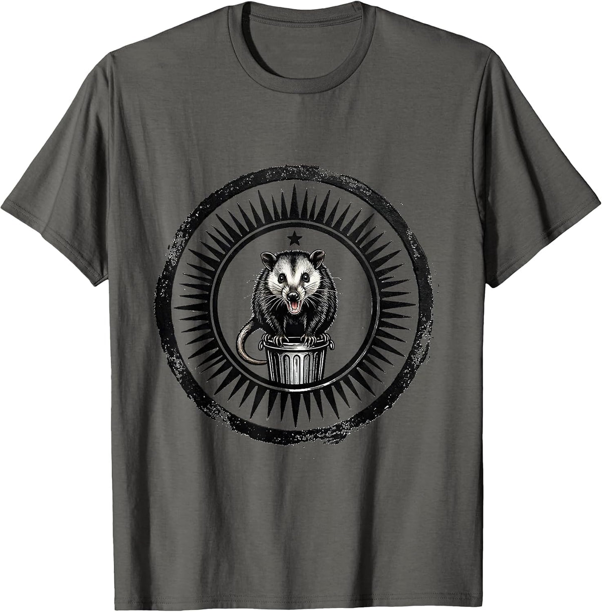 Men's Opossum Seal Angry Rubber Stamp Meme Humor T-Shirt - Asphalt Grey