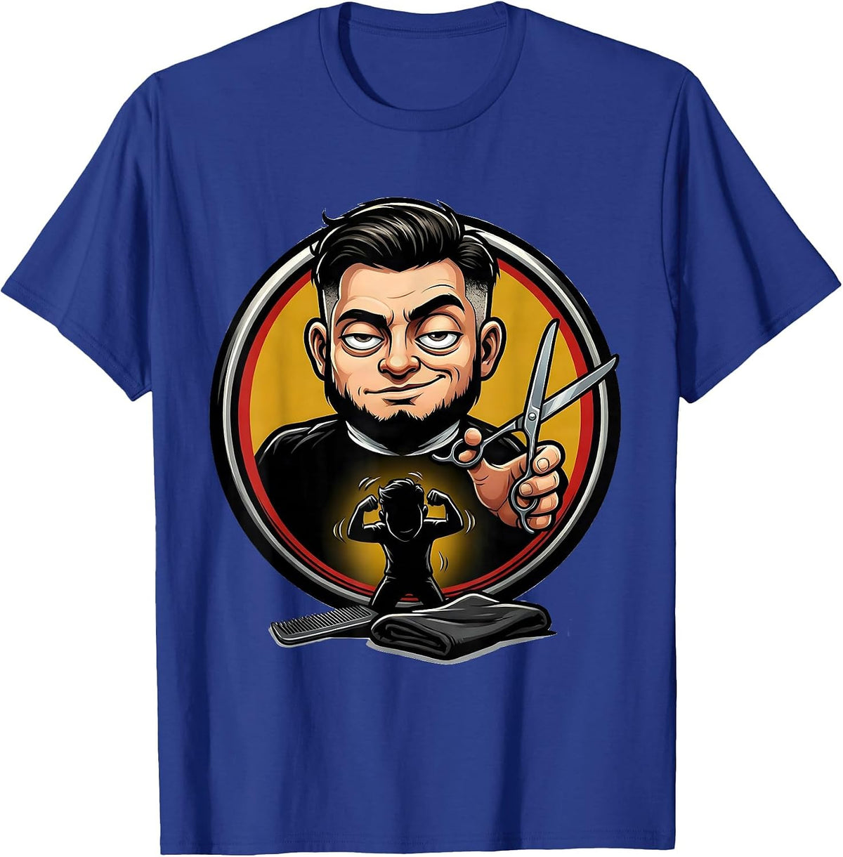 Calm Barber Cartoon Hair Stylist Gift T-Shirt - Royal Blue