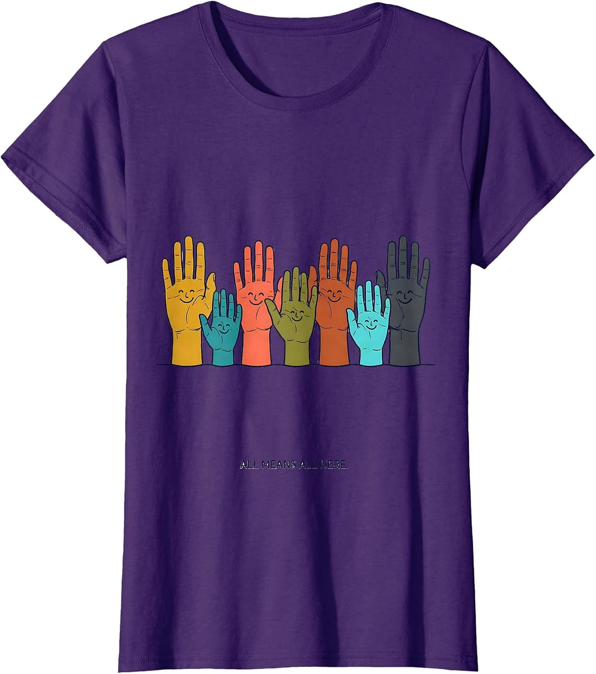 Women's All Means All Here Special Education Teacher Inclusion T-Shirt - Purple