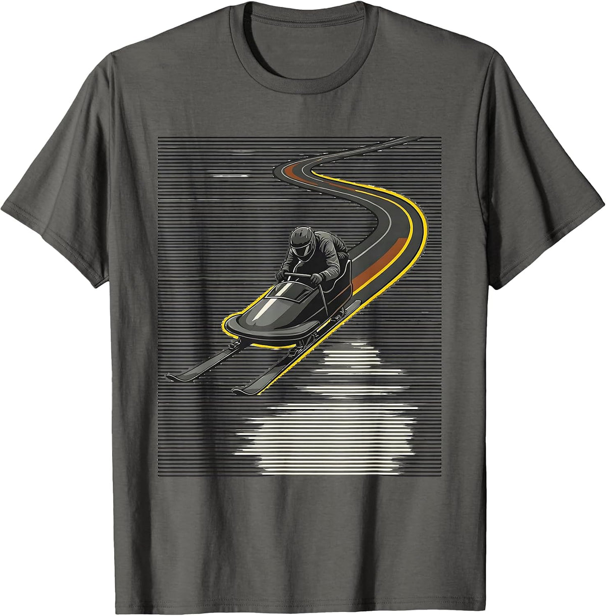 Men's Snowmobile Rider Stencil Humor Winter Sports T-Shirt - Asphalt Grey