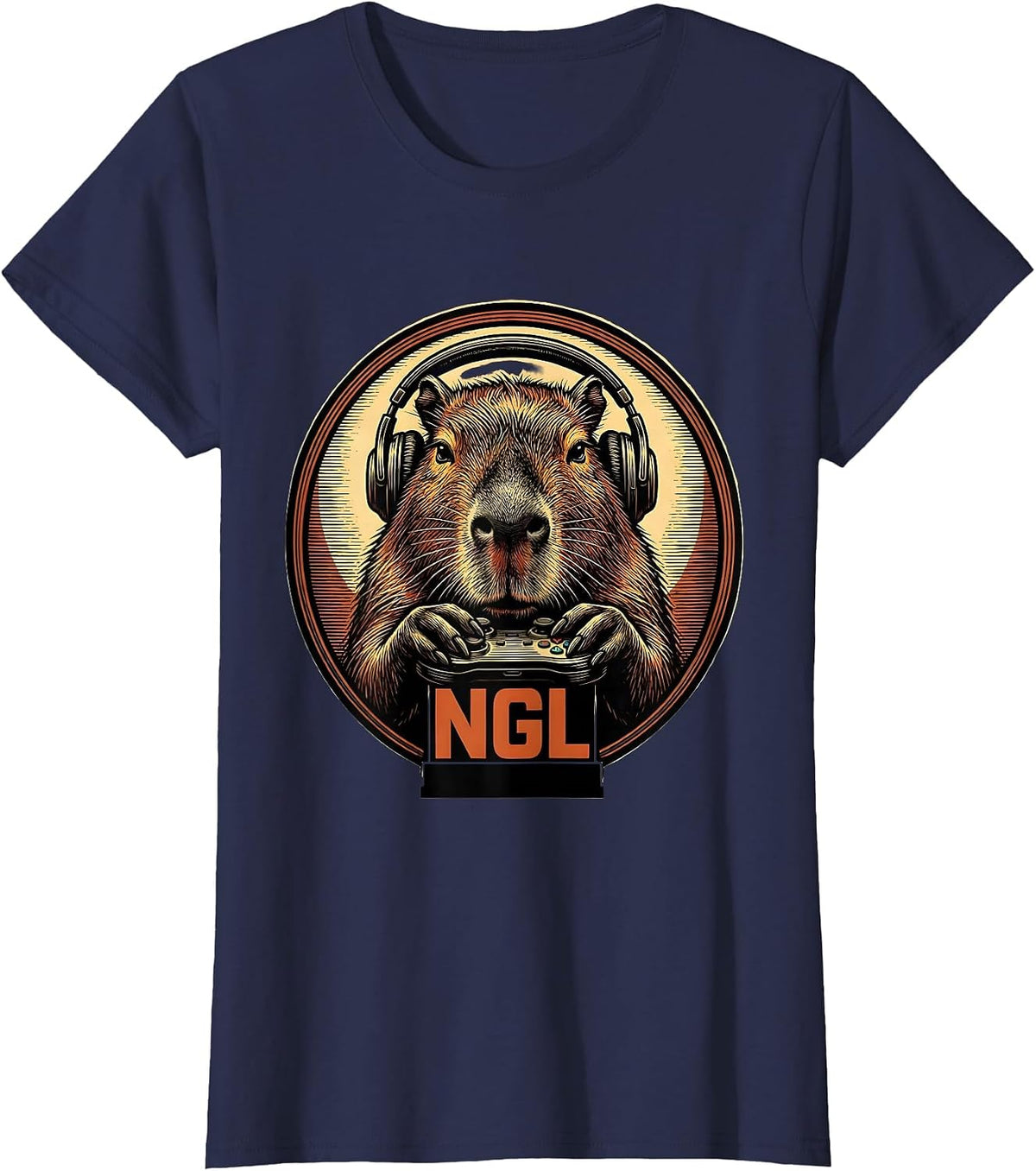 Women's Ngl Funny Capybara Gamer Meme Humor Video Games T-Shirt - Navy Blue