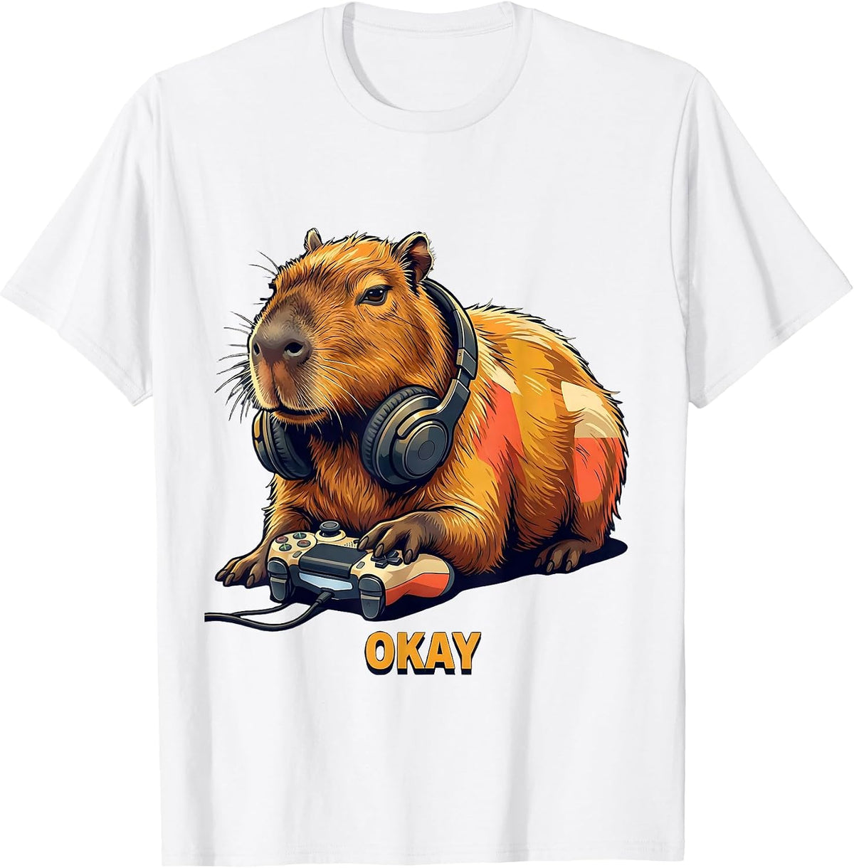 Okay Funny Capybara Gamer Meme Humor Video Games T-Shirt - White