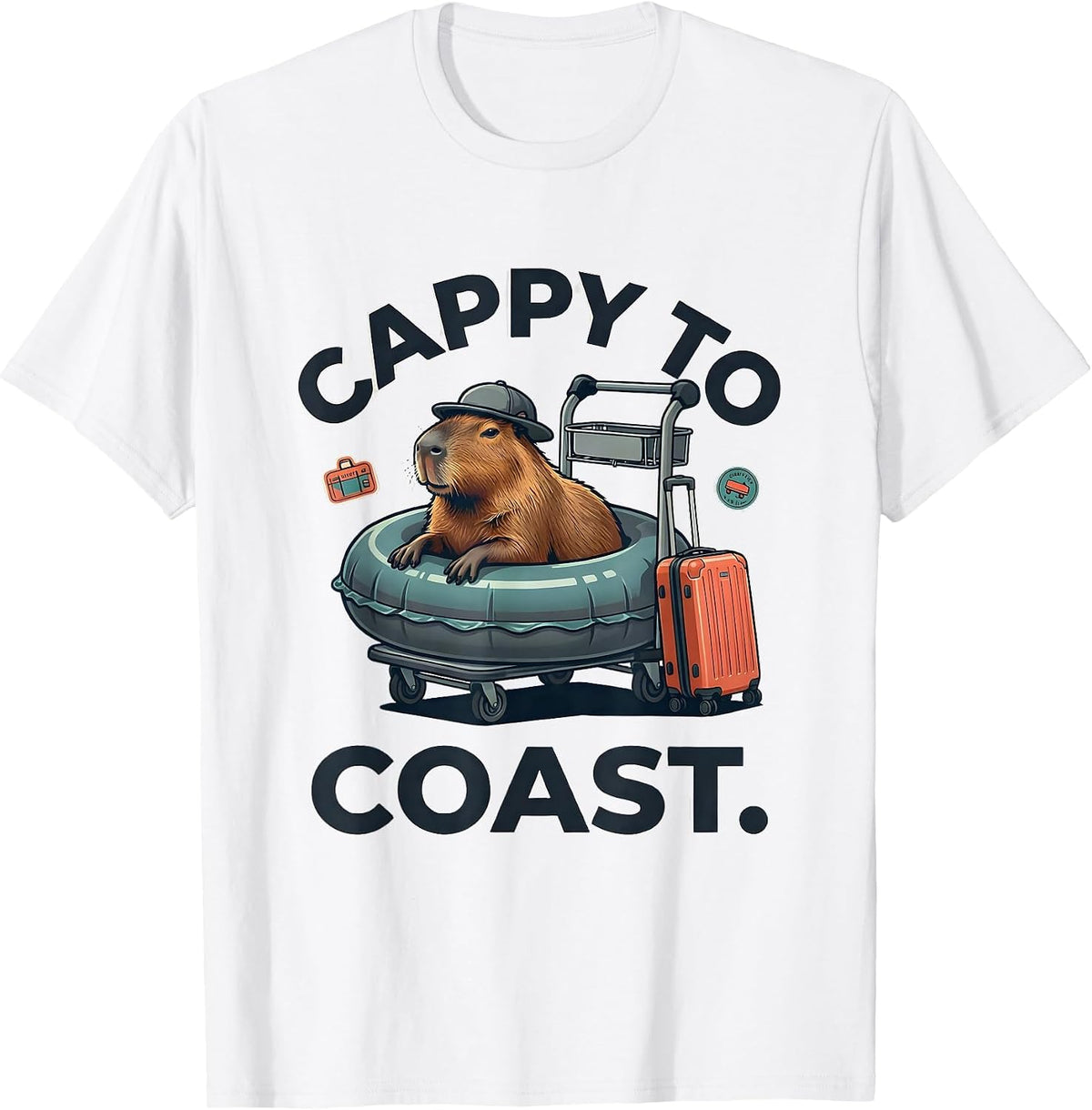 Men's Cappy To Coast Funny Capybara Animal Meme Humor T-Shirt - White