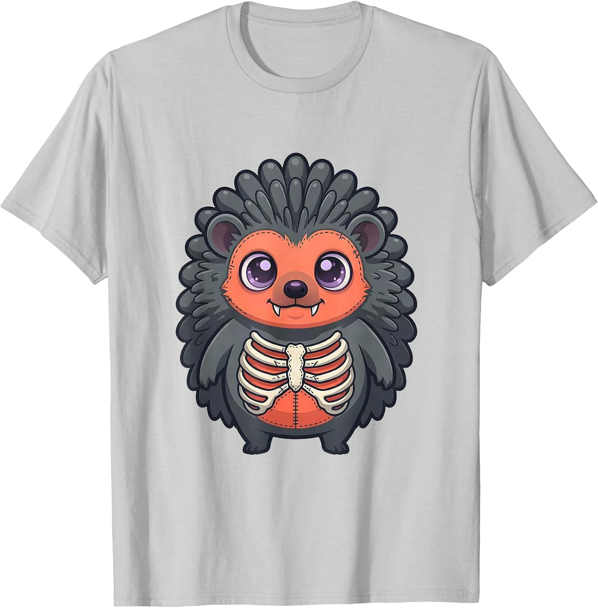 Men's Chibi Hedgehog Pastel Goth Kawaii Cute Creepy E-Girl T-Shirt - Silver Grey