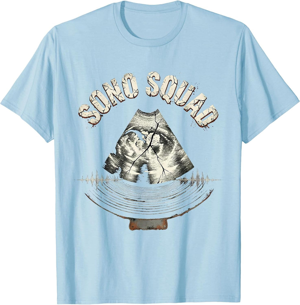Men's Sono Squad Distressed Radiology Tech Halloween Workplace T-Shirt - Baby Blue